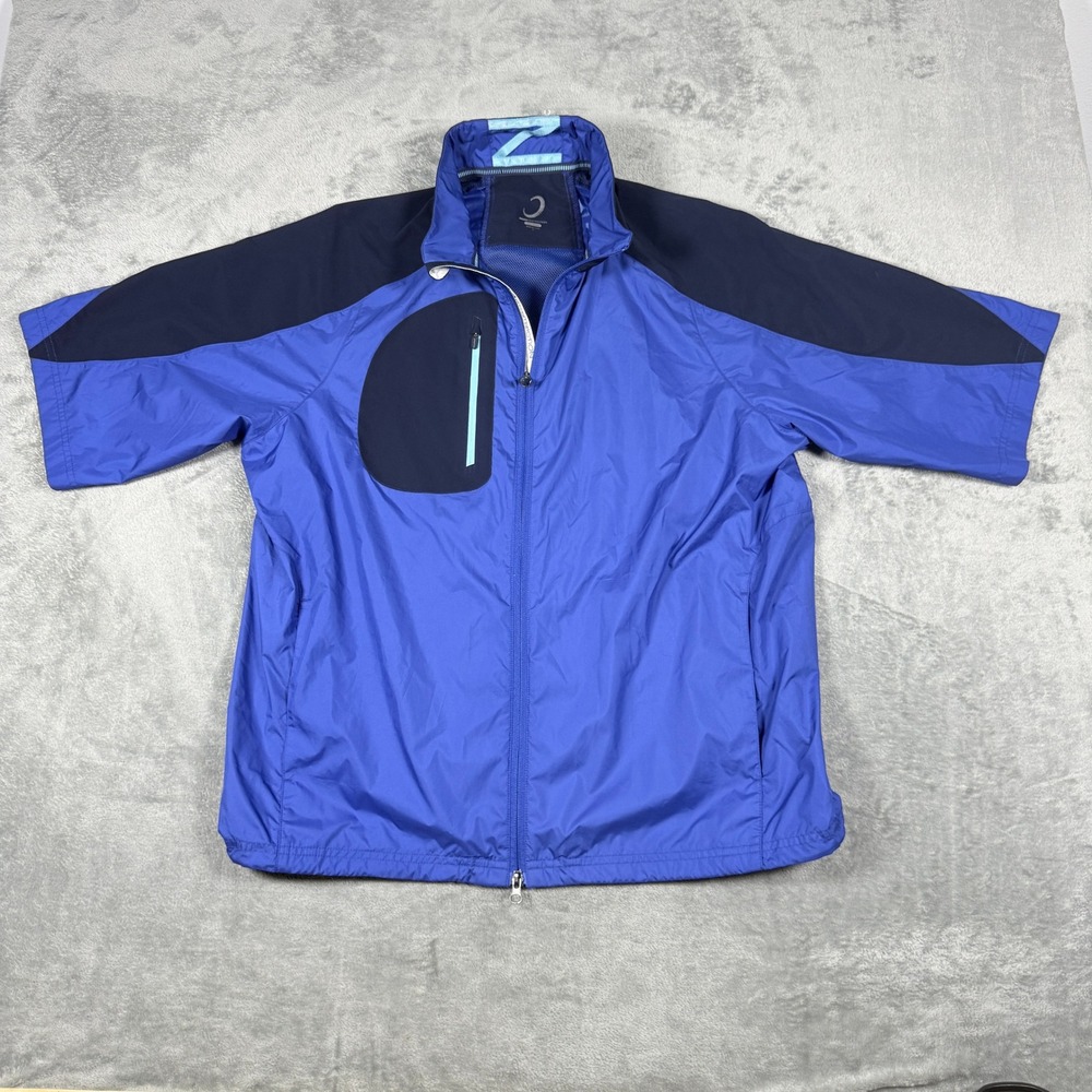 Zero Restriction Tour Series Mens Large Short Sleeve Windbreaker Blue Full Zip